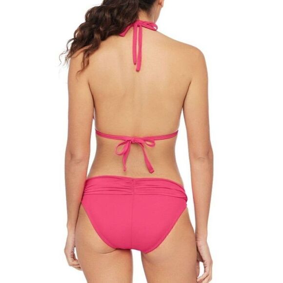 La Blanca XL island gathered halter bikini (redish pink) - Picture 2 of 7